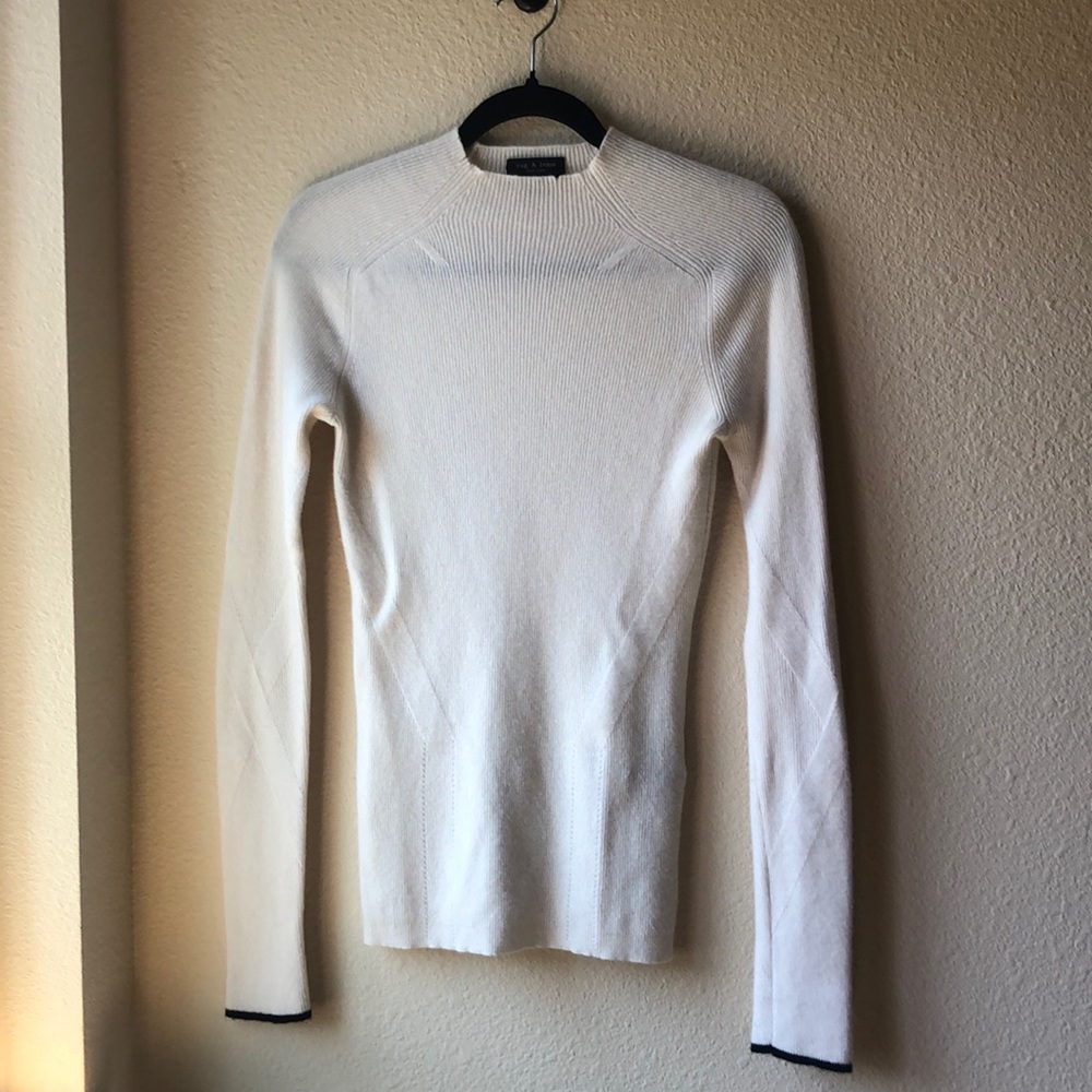 Rag and Bone 100% Cashmere Mock Neck Fitted Sweater